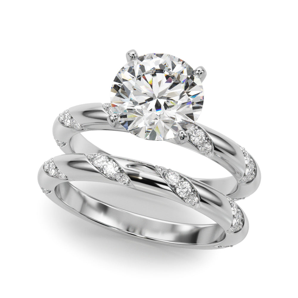 LUMEO Round Solitaire Diamond Engagement Ring Set in Platinum 