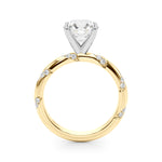LUMEO Round Solitaire Diamond Engagement Ring Side View in 18k Solid Yellow Gold 