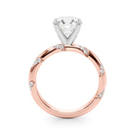 LUMEO Round Solitaire Diamond Engagement Ring Side View in 18k Solid Rose Gold 