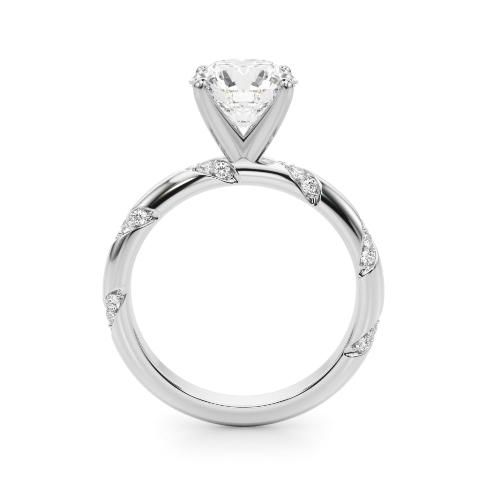 LUMEO Round Solitaire Diamond Engagement Ring Side View in Platinum 