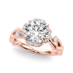 LUMEO Round Halo Diamond Engagement Ring Front View in 18k Solid Rose Gold 