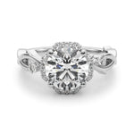 LUMEO Round Halo Diamond Engagement Ring Angle View in Platinum 