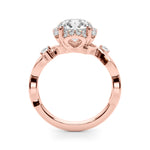 LUMEO Round Halo Diamond Engagement Ring Side View in 18k Solid Rose Gold 