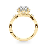 LUMEO Round Halo Diamond Engagement Ring Side View in 18k Solid Yellow Gold 