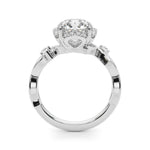 LUMEO Round Halo Diamond Engagement Ring Side View in Platinum 