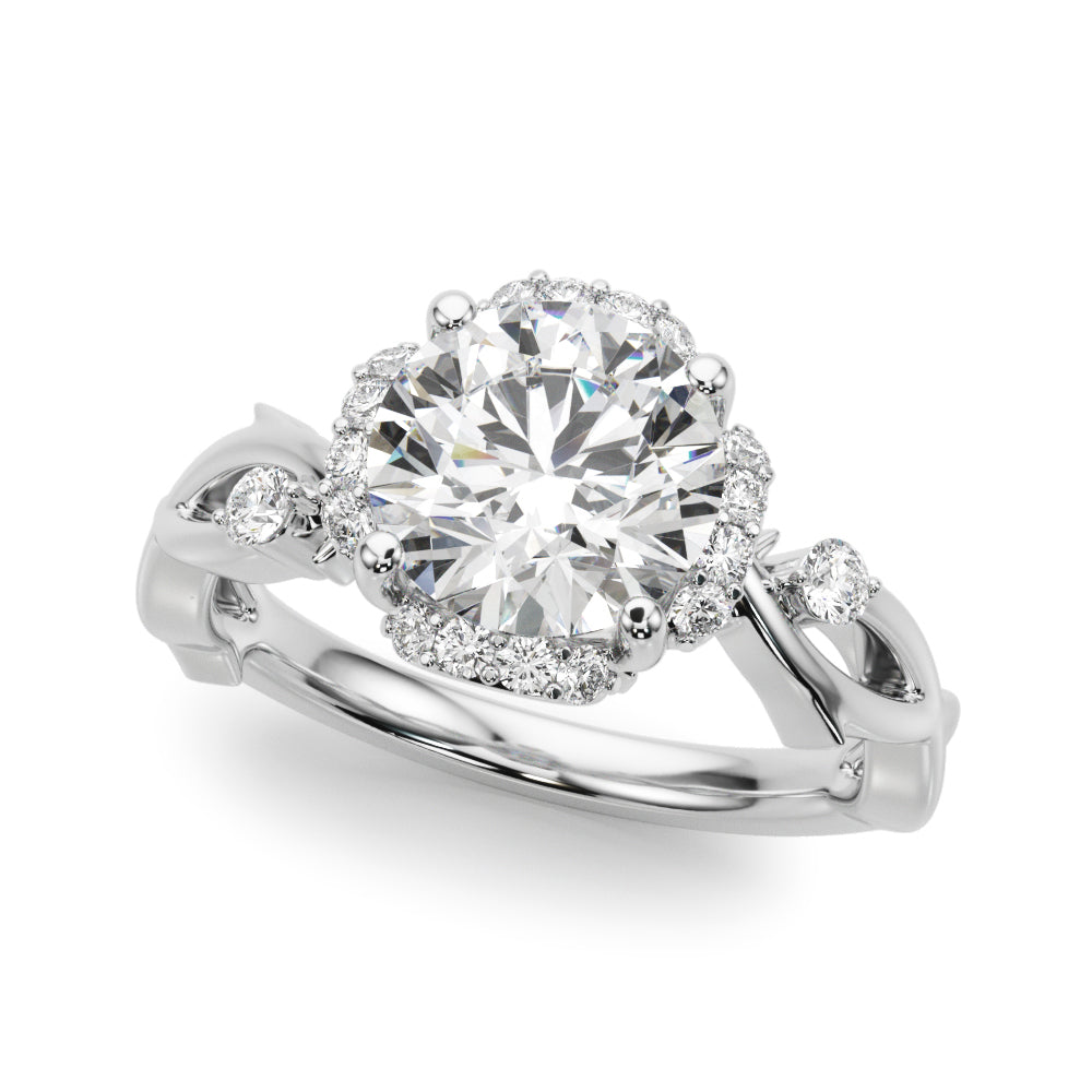 LUMEO Round Halo Diamond Engagement Ring Front View in Platinum 