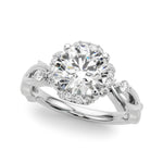 LUMEO Round Halo Diamond Engagement Ring Front View in Platinum 