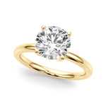 LUMEO Round Hidden Halo Diamond Engagement Ring Front View in 18k Solid Yellow Gold 