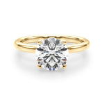 LUMEO Round Hidden Halo Diamond Engagement Ring Angle View in 18k Solid Yellow Gold 