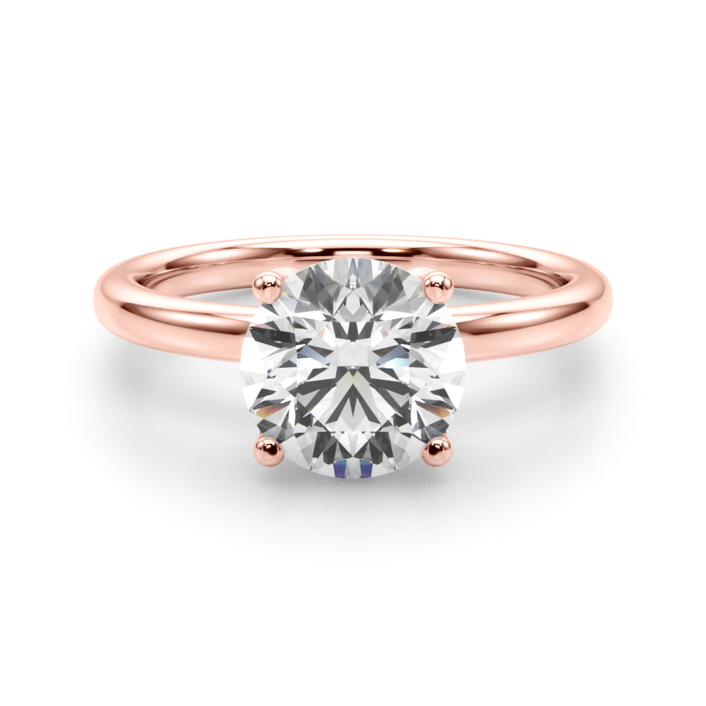 LUMEO Round Hidden Halo Diamond Engagement Ring Angle View in 18k Solid Rose Gold 
