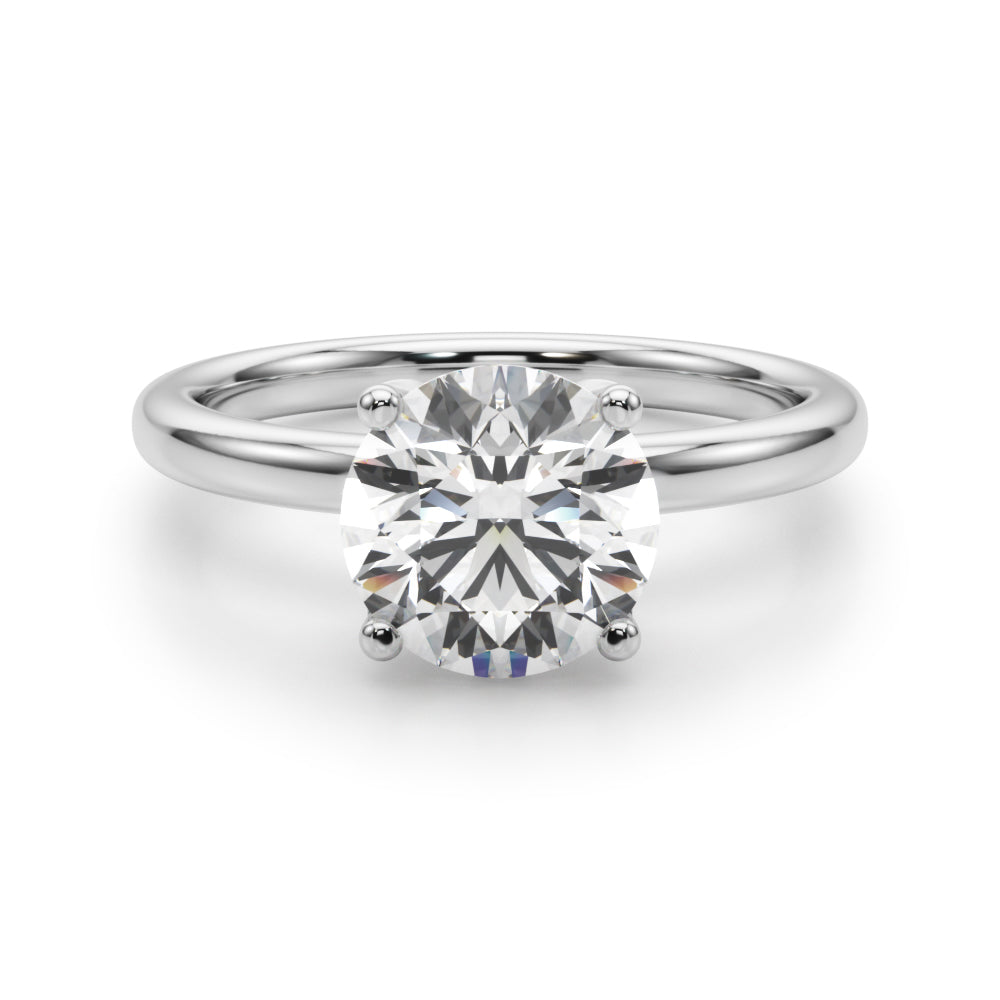 LUMEO Round Hidden Halo Diamond Engagement Ring Angle View in Platinum 