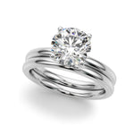 LUMEO Round Hidden Halo Diamond Engagement Ring Set in Platinum 