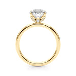 LUMEO Round Hidden Halo Diamond Engagement Ring Side View in 18k Solid Yellow Gold 