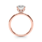 LUMEO Round Hidden Halo Diamond Engagement Ring Side View in 18k Solid Rose Gold 