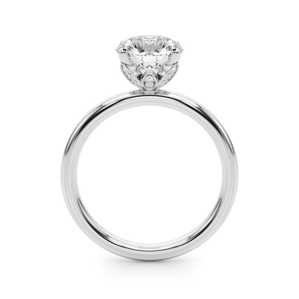 LUMEO Round Hidden Halo Diamond Engagement Ring Side View in Platinum 