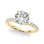 LUMEO Round Hidden Halo Diamond Engagement Ring Front View in 18k Solid Yellow Gold 