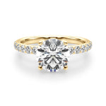LUMEO Round Hidden Halo Diamond Engagement Ring Angle View in 18k Solid Yellow Gold 
