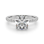 LUMEO Round Hidden Halo Diamond Engagement Ring Angle View in Platinum 