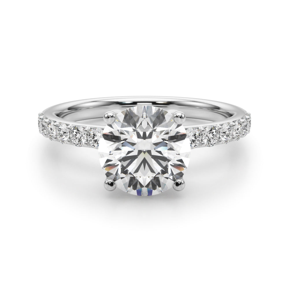 LUMEO Round Hidden Halo Diamond Engagement Ring Angle View in Platinum 