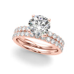 LUMEO Round Hidden Halo Diamond Engagement Ring Set in 18k Solid Rose Gold 