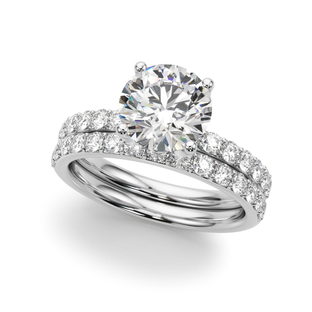 LUMEO Round Hidden Halo Diamond Engagement Ring Set in Platinum 