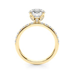 LUMEO Round Hidden Halo Diamond Engagement Ring Side View in 18k Solid Yellow Gold 