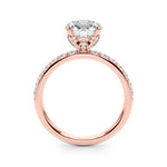 LUMEO Round Hidden Halo Diamond Engagement Ring Side View in 18k Solid Rose Gold 