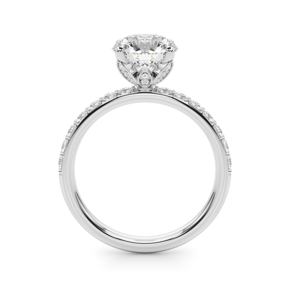 LUMEO Round Hidden Halo Diamond Engagement Ring Side View in Platinum 