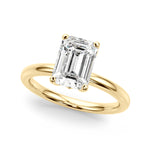 LUMEO Emerald Hidden Halo Diamond Engagement Ring Front View in 18k Solid Yellow Gold 