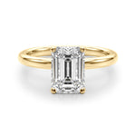 LUMEO Emerald Hidden Halo Diamond Engagement Ring Angle View in 18k Solid Yellow Gold 