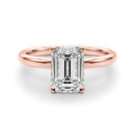 LUMEO Emerald Hidden Halo Diamond Engagement Ring Angle View in 18k Solid Rose Gold 