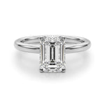LUMEO Emerald Hidden Halo Diamond Engagement Ring Angle View in Platinum 