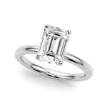 LUMEO Emerald Hidden Halo Diamond Engagement Ring Front View in Platinum 