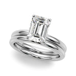 LUMEO Emerald Hidden Halo Diamond Engagement Ring Set in Platinum 