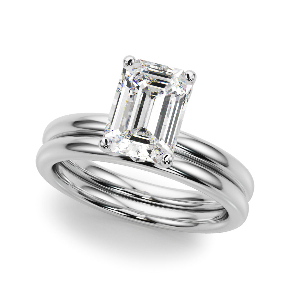 LUMEO Emerald Hidden Halo Diamond Engagement Ring Set in Platinum 