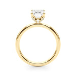 LUMEO Emerald Hidden Halo Diamond Engagement Ring Side View in 18k Solid Yellow Gold 