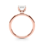 LUMEO Emerald Hidden Halo Diamond Engagement Ring Side View in 18k Solid Rose Gold 