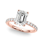 LUMEO Emerald Hidden Halo Diamond Engagement Ring Front View in 18k Solid Rose Gold 