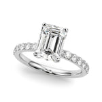 LUMEO Emerald Hidden Halo Diamond Engagement Ring Front View in Platinum 