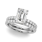 LUMEO Emerald Hidden Halo Diamond Engagement Ring Set in Platinum 
