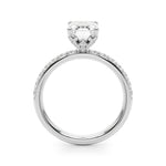 LUMEO Emerald Hidden Halo Diamond Engagement Ring Side View in Platinum 