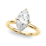 LUMEO Marquise Hidden Halo Diamond Engagement Ring Front View in 18k Solid Yellow Gold 