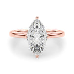 LUMEO Marquise Hidden Halo Diamond Engagement Ring Angle View in 18k Solid Rose Gold 