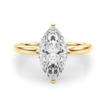 LUMEO Marquise Hidden Halo Diamond Engagement Ring Angle View in 18k Solid Yellow Gold 