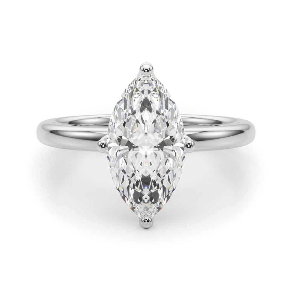 LUMEO Marquise Hidden Halo Diamond Engagement Ring Angle View in Platinum 