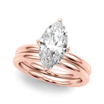 LUMEO Marquise Hidden Halo Diamond Engagement Ring Set in 18k Solid Rose Gold 