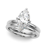 LUMEO Marquise Hidden Halo Diamond Engagement Ring Set in Platinum 