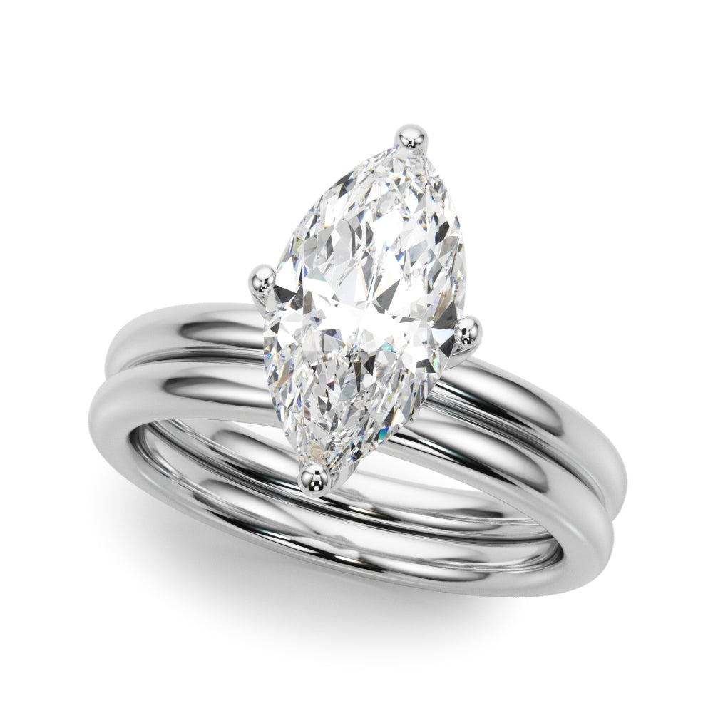 LUMEO Marquise Hidden Halo Diamond Engagement Ring Set in Platinum 