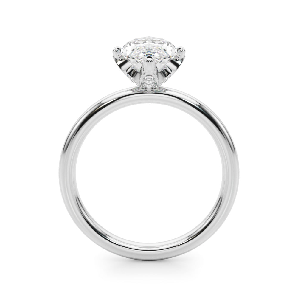 LUMEO Marquise Hidden Halo Diamond Engagement Ring Side View in Platinum 