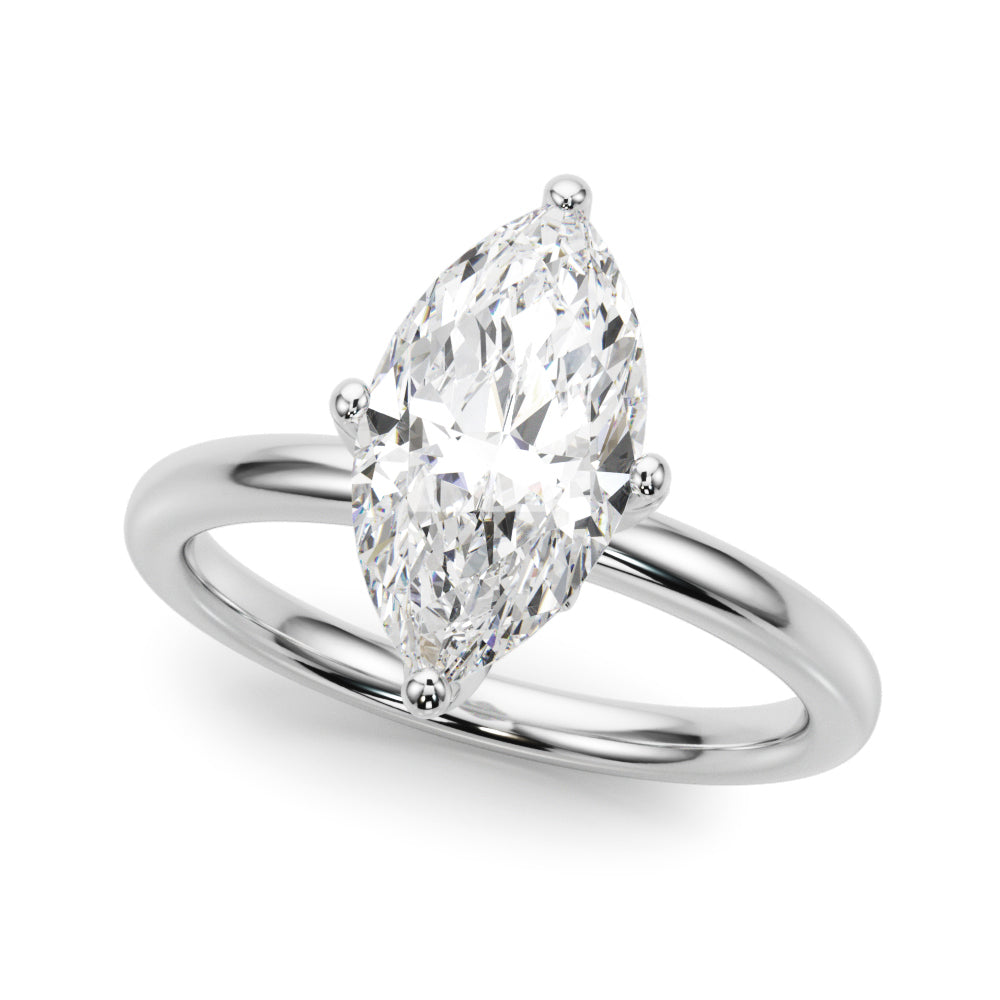 LUMEO Marquise Hidden Halo Diamond Engagement Ring Front View in Platinum 